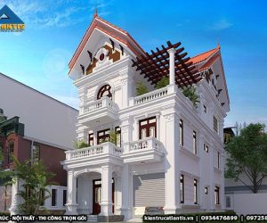 Mẫu biệt thự 3 tầng mái thái tân cổ điển đẹp lung linh A19011