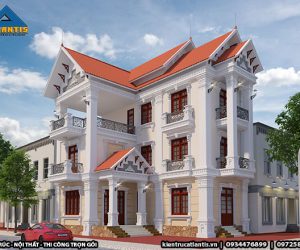 Mẫu nhà chữ L 3 tầng tân cổ điển đẹp A19012