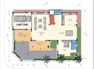mặt bằng biệt thự chữ L đẹp