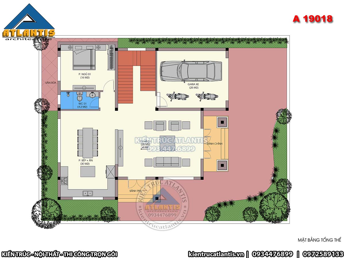 Mặt bằng biệt thự tân cổ điển mái Thái