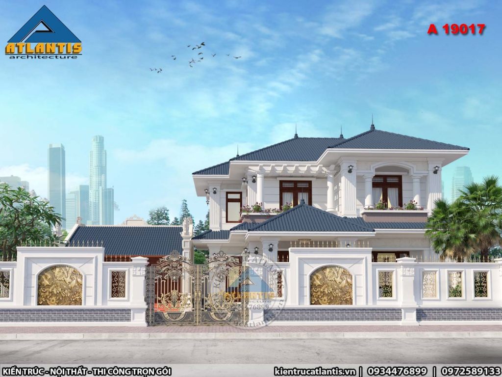 Thiết kế biệt thự trệt mái thái cổ điển 3 phòng ngủ 9x12m tại huyện Hàm  Thuận Nam, Bình Thuận.