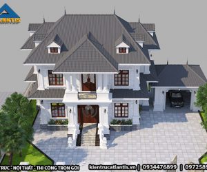 Mẫu nhà vườn 2 tầng mái Thái xinh lung linh tại Quảng Ninh A19046