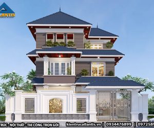 Mẫu biệt thự nhà phố đẹp ngất ngây với tone màu tối sang trọng A19032