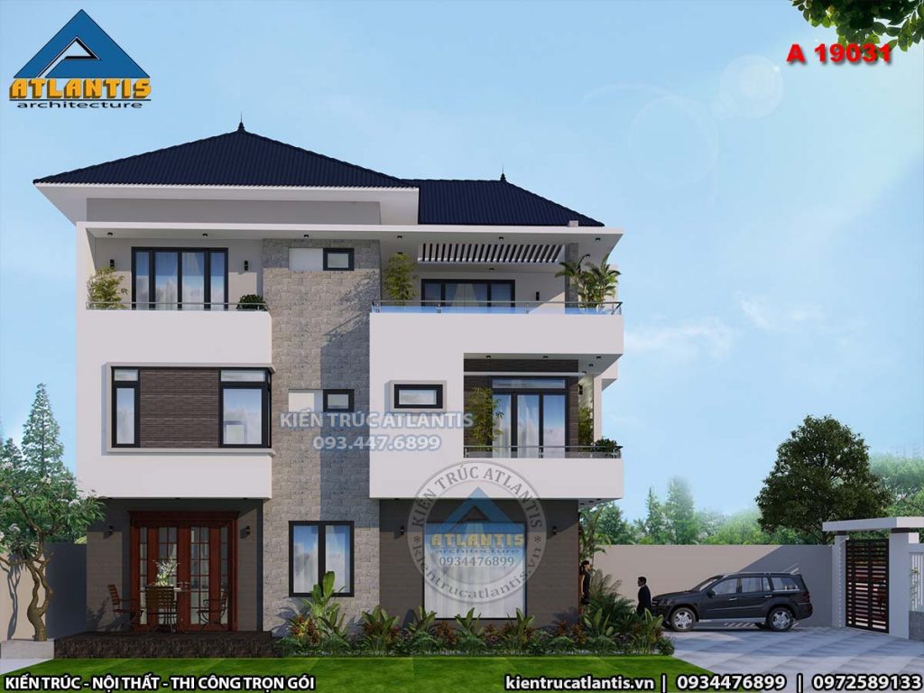 Biệt thự hiện đại mái thái 3 tầng