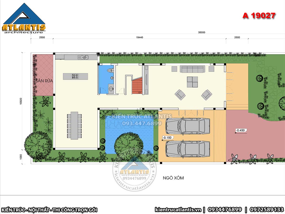 Mặt bằng biệt thự kiểu hiện đại