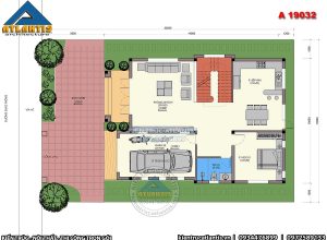 Mặt bằng biệt thự mái Nhật hiện đại 3 tầng