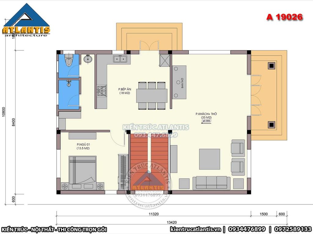 Mặt bằng mẫu nhà vườn 2 tầng