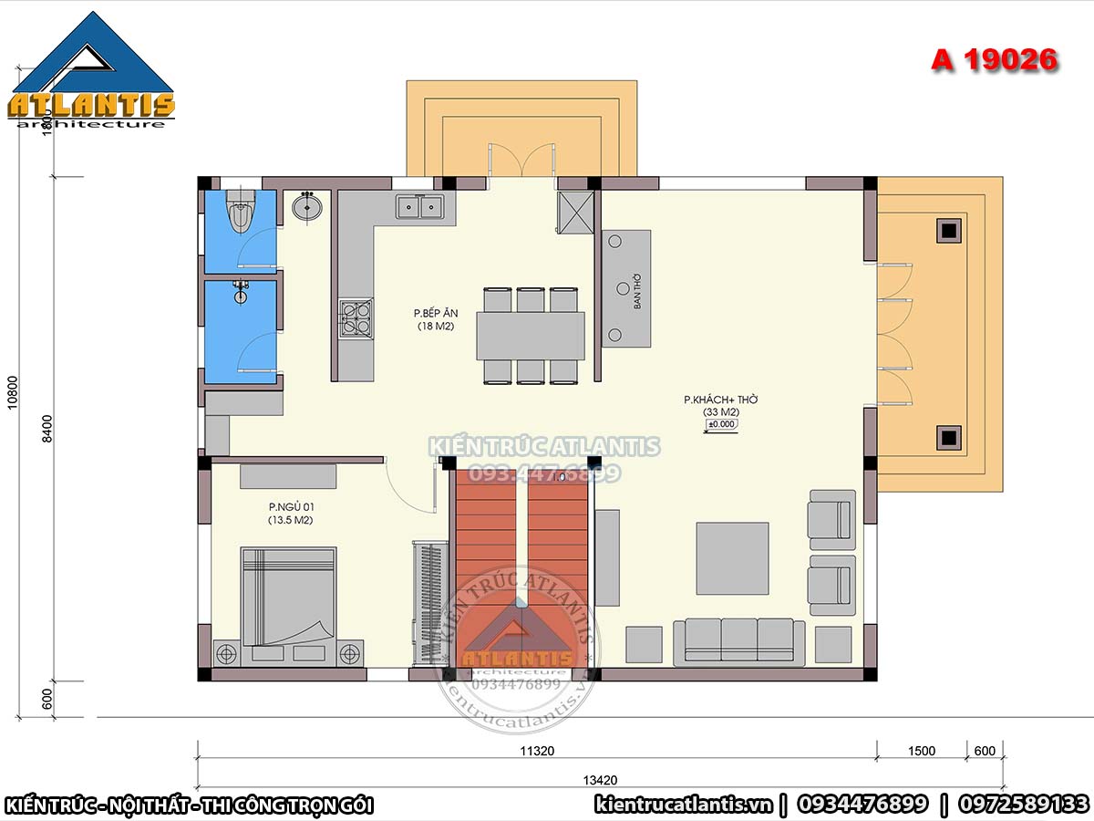 Mặt bằng mẫu nhà vườn 2 tầng