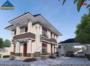 Mẫu nhà vườn 2 tầng mái nhật