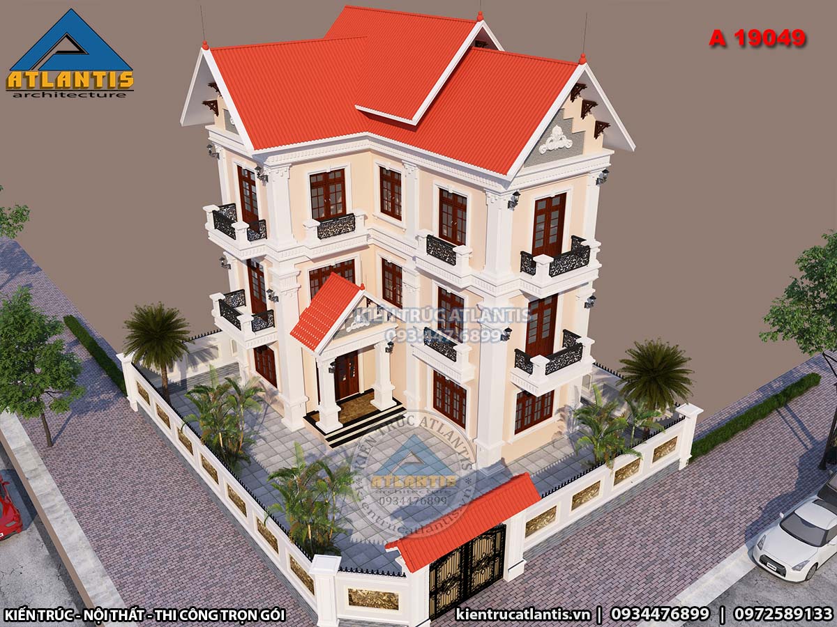 Biệt thự tân cổ điển chữ L đẹp