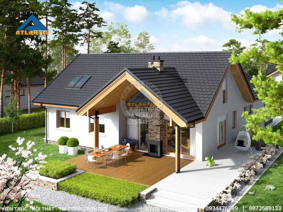 Biệt thự sân vườn mái Thái đẹp