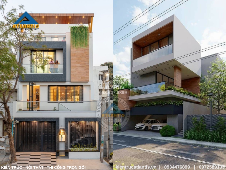 Mặt tiền nhà phố 5m đẹp với thiết kế 3 tầng
