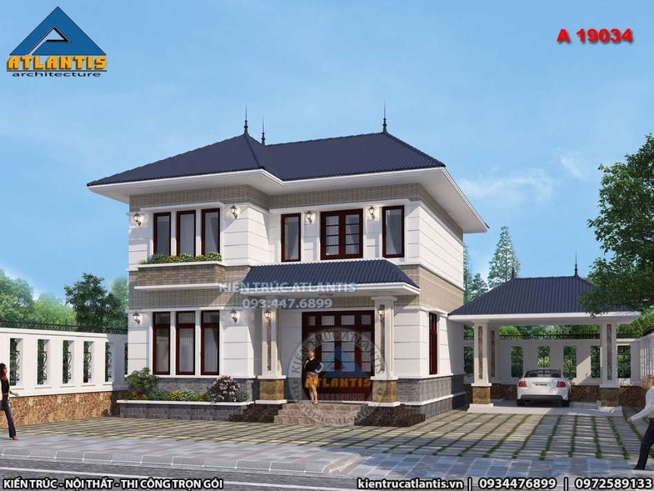 Mẫu biệt thự mái Nhật sân vườn