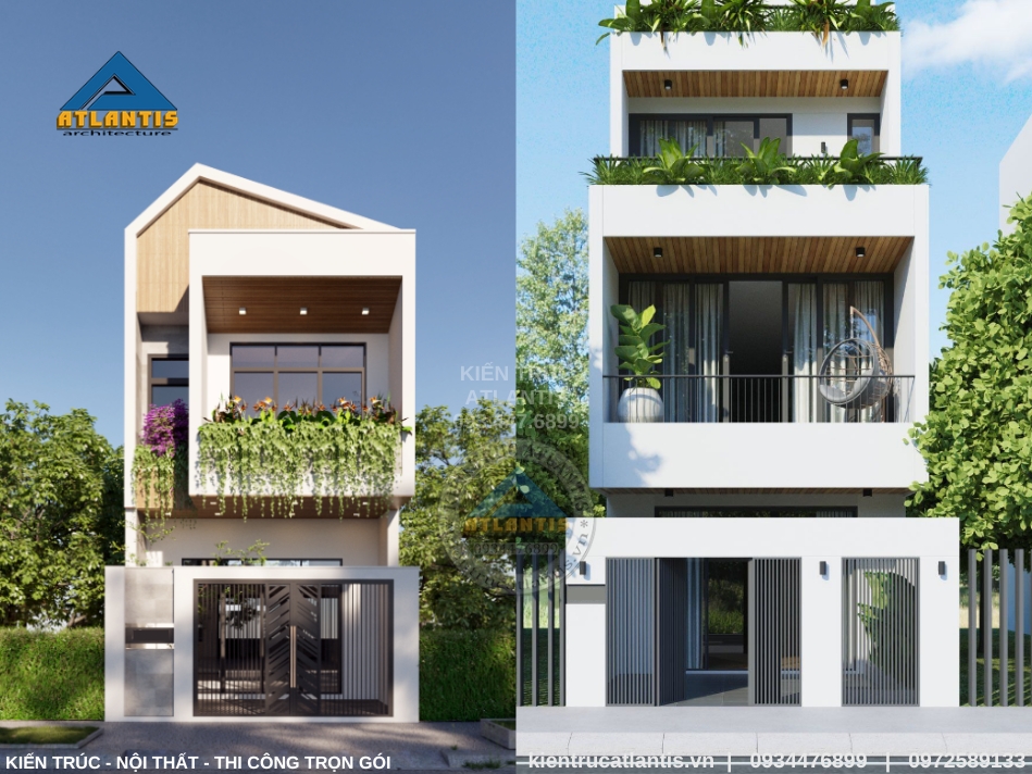 Mẫu nhà phố mặt tiền 5m đẹp hiện đại