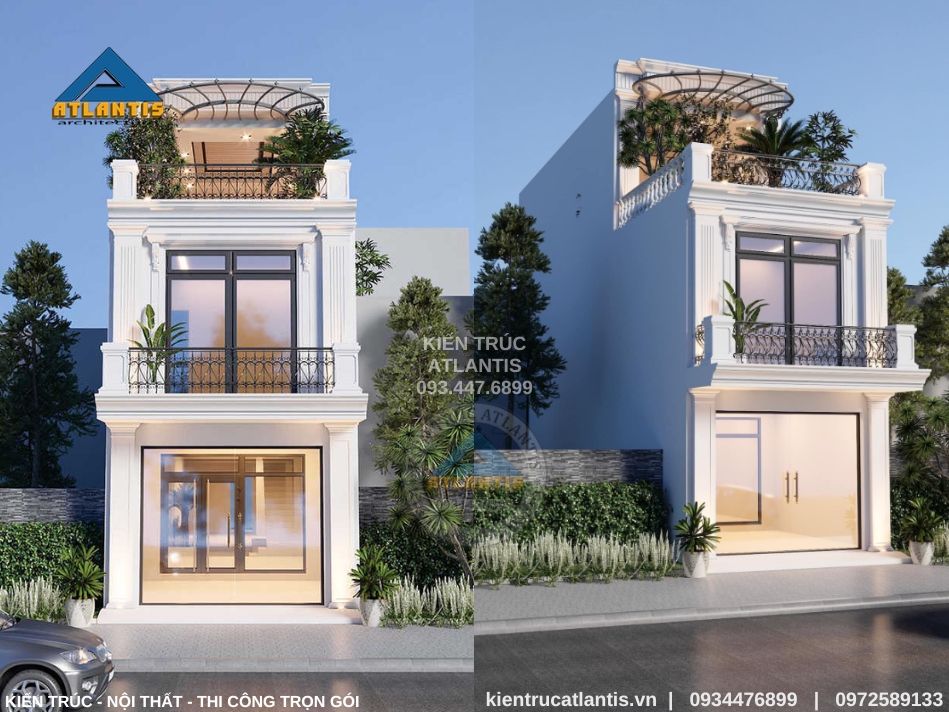 Nhà phố mặt tiền 5m với kiến trúc kiểu Pháp