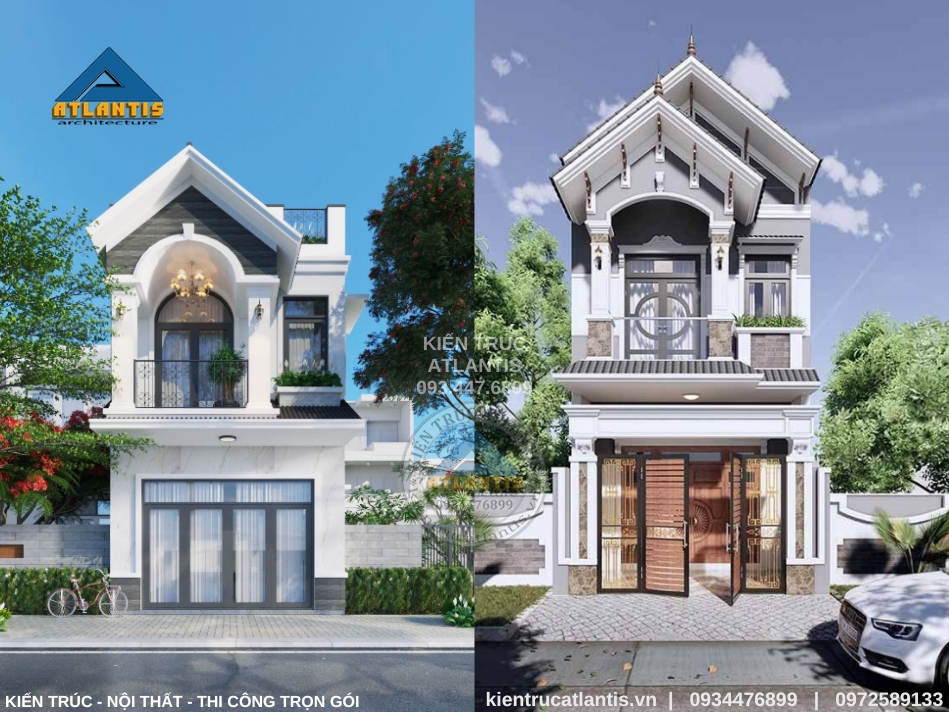 Thiết kế nhà phố đẹp mặt tiền 5m mái Thái