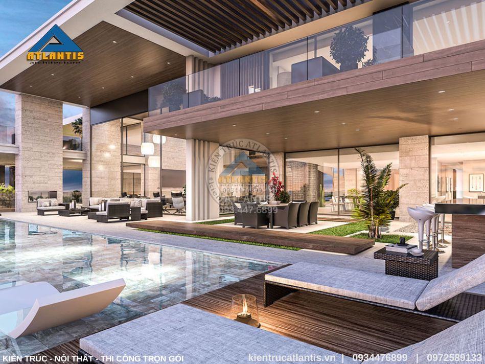 Biệt thự kính 2 tầng đầy đủ công năng