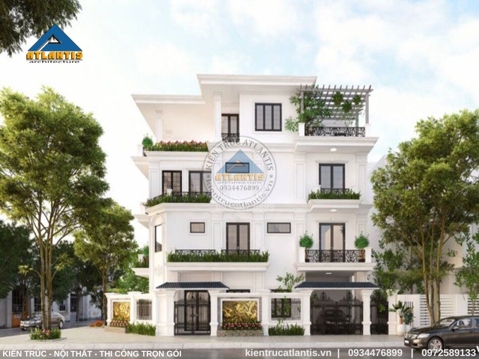 biệt thự 4 tầng hiện đại Biệt thự mái bằng phổ biến