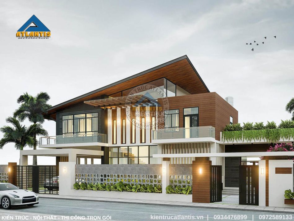 biệt thự hiện đại Biệt thự mái chéo có tính thẩm mỹ cao