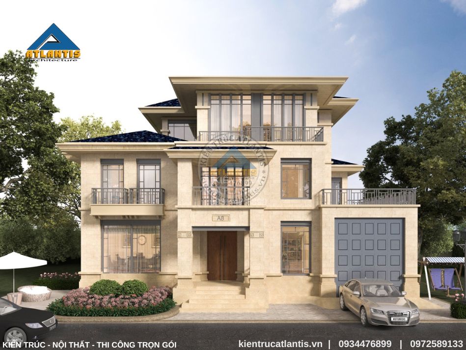 Biệt thự với tone màu vàng chủ đạo