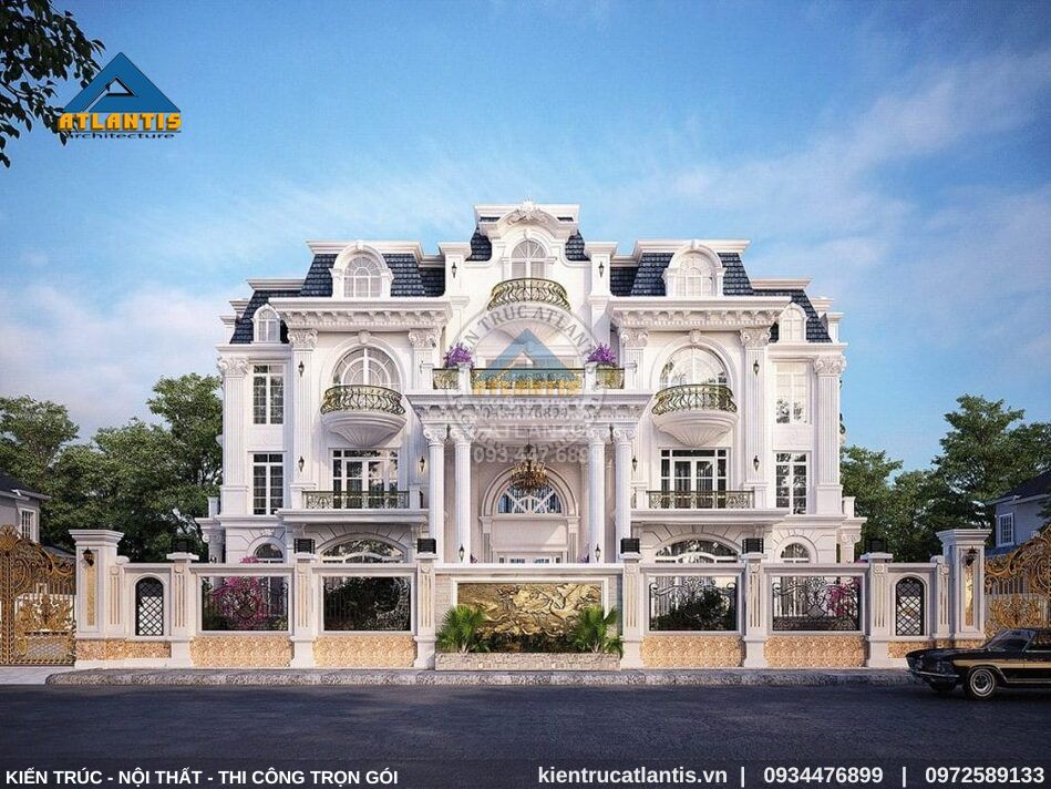 biệt thự 4 tầng hiện đại Mái Mansard giúp biệt thự thêm phần sang trọng, lộng lẫy