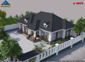 Căn biệt thự được xây dựng trên một khoảng đất rộng lớn